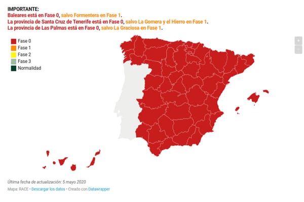 RACE publica un mapa para consultar la desescalada por provincias