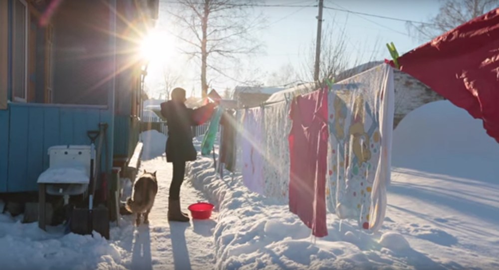 Así se seca la ropa en Siberia